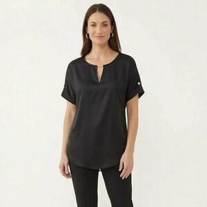 Calvin Klein Black Short-Sleeve with Gold Logo Accent